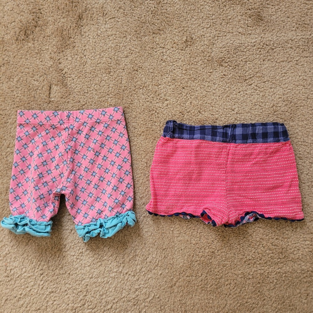 Matilda Jane Lot of 2 Size 6 Shorts Set Girl Pink Floral Ruffle Platinum Ric Rac